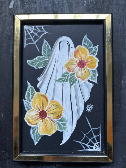 Original Framed Acrylic Painting  - Flower Ghost