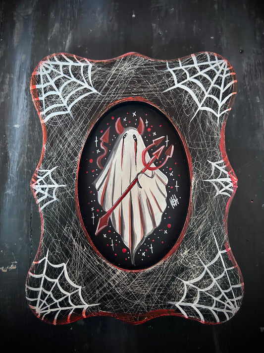 Original Framed Acrylic Painting -  Devil Ghost